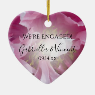 Roze Peony Flower Verloving Keramisch Ornament
