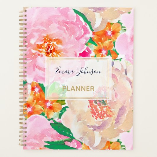 Roze Peony Flowers Hoesje-Mate iPhone Case Planner (Voorkant)