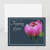 Roze Peony Grey Color Background denking of you Briefkaart (Voorkant / Achterkant)