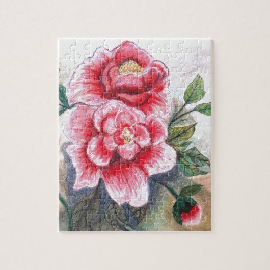  roze Peony Jigzaag Puzzle Legpuzzel (Verticaal)