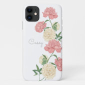 Roze Peony Moderne persoonlijke iPhone Case (Achterkant)