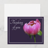 Roze Peony Navy Colour Background denking You Briefkaart (Voorkant / Achterkant)