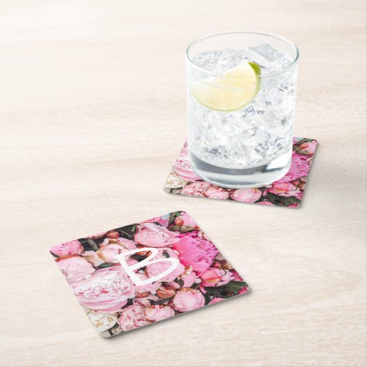 Roze Peony-ontwerp Kartonnen Onderzetters (Insitu)