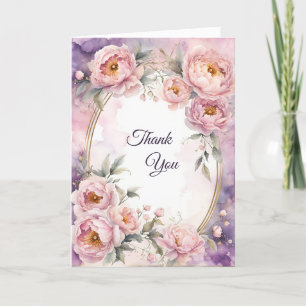 Roze Peony Ovaal Lijst Bedankkaart