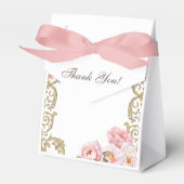 Roze Peony Rococo Floral Baby shower Bedankdoosjes (Voorkant Zijde)