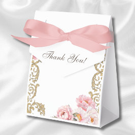 Roze Peony Rococo Floral Baby shower Bedankdoosjes