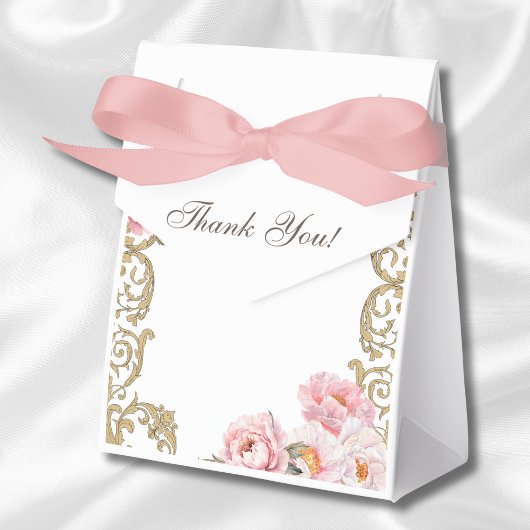 Roze Peony Rococo Floral Baby shower Bedankdoosjes