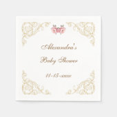 Roze Peony Rococo  Floral Baby shower Servet (Voorkant)