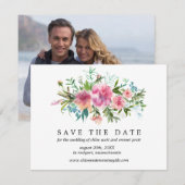 Roze Peony sparen de Datum Kaart met Foto terug (Voorkant / Achterkant)