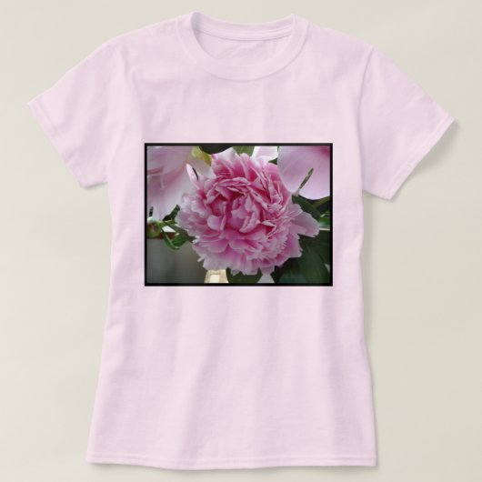  roze Peony T-shirt (Design voorkant)