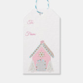 Roze peperkoek huis cadeau labels cadeaulabel (Voorkant)