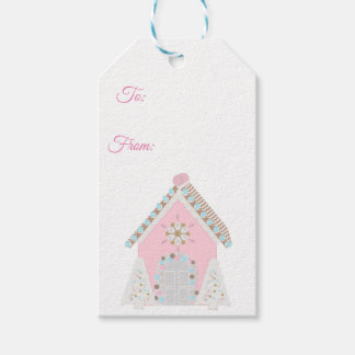 Roze peperkoek huis cadeau labels cadeaulabel