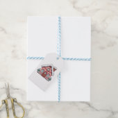 Roze peperkoek huis met harten cadeaulabel (Met Touw)