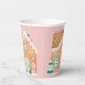 Roze peperkoek huis papieren bekers (Rechts)