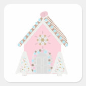 Roze peperkoek huis stickers (Voorkant)