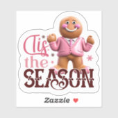 Roze peperkoek karakter viert feest! sticker (Vel)