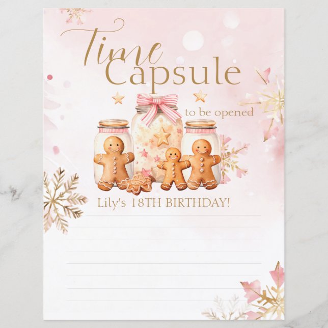 Roze peperkoek Kerstmis Verjaardag Time Capsule (Voorkant)