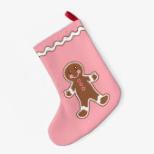 Roze Peperkoek Kousenbeen Kleine Kerstsok (Achterkant (Hangend))