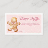 Roze peperkoek Man Baby shower Luier Raffle Informatiekaartje (Voorkant)