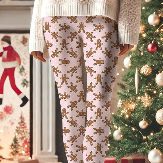 Roze peperkoek Man Polka Dot Kerstmis Leggings