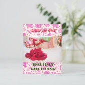 Roze peperkoek op maat feestdagenkaart (Staand voorkant)