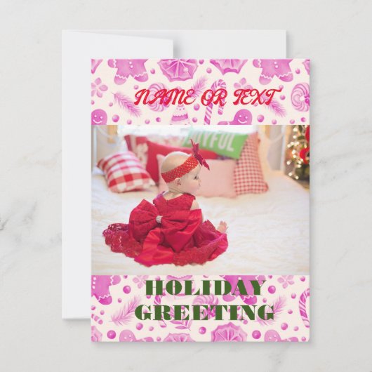 Roze peperkoek op maat feestdagenkaart (Voorkant)