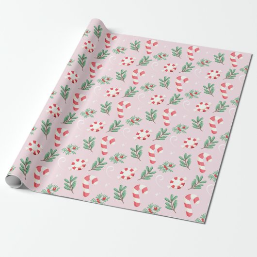 Roze pepermunt Bliss Cadeaupapier (Uitgerold)