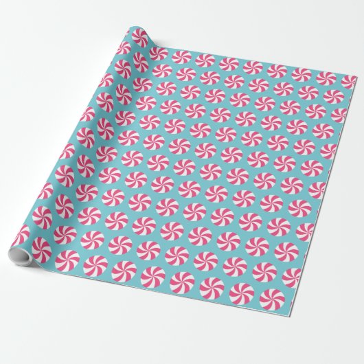 Roze Pepermunt Cadeaupapier (Uitgerold)