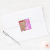 Roze Pepermunt Gemberkoekman Kerstfeestfeestje Vierkante Sticker (Envelop)