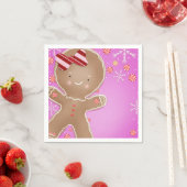 Roze Pepermunt Gengembrekoekje Feestelijke Feestje Servet (Insitu)