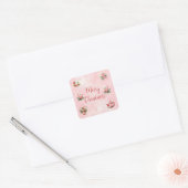 Roze Pepermunt Kerst Thee Feest Sticker (Envelop)