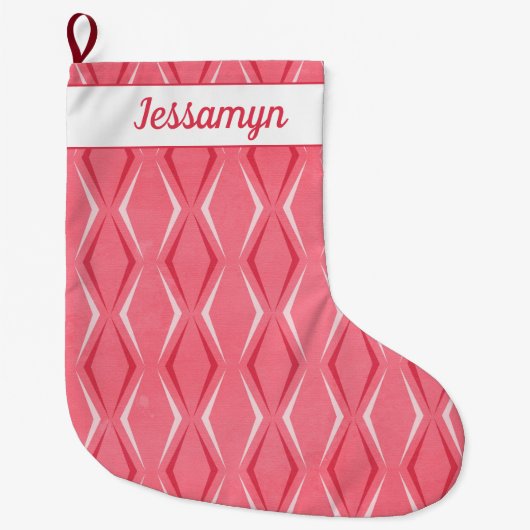 Roze pepermunt midden eeuw moderne vakantie grote kerstsok (Voorkant)