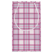 Roze Pepermunt Plaid Kleine Gift Bag Klein Cadeauzakje (Achterkant)