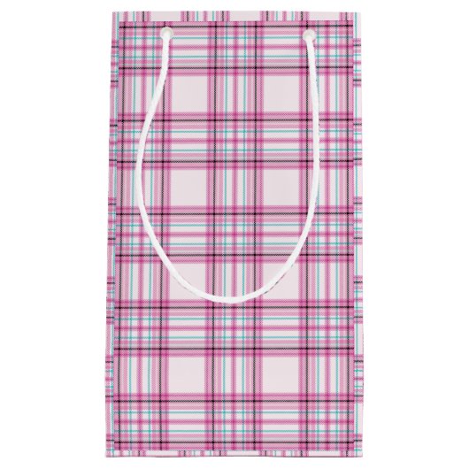 Roze Pepermunt Plaid Kleine Gift Bag Klein Cadeauzakje (Voorkant)