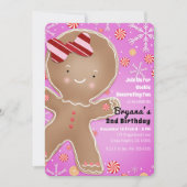 Roze Pepermunt Reuzenkoek Man Kerst Verjaardag Kaart (Voorkant)