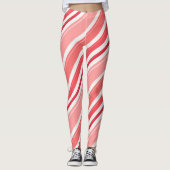 Roze pepermunt Snoep streep Leggings (Voorkant)
