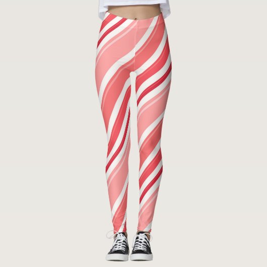 Roze pepermunt Snoep streep Leggings (Voorkant)