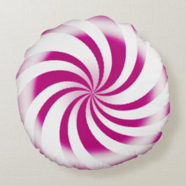 Roze pepermunt Snoep Swirl Holiday Rond Kussen