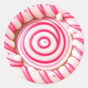 Roze/PepermuntSnoep/Cookie/Classic Ronde Sticker