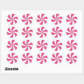 Roze peppermint ronde sticker (Vel)