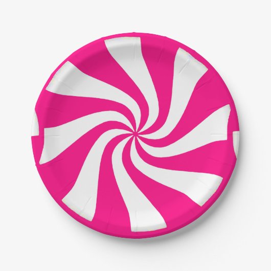 Roze Peppermint Snoep zwaait papieren Borden Papieren Bordje (Voorkant)