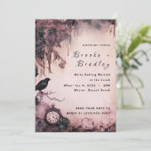 Roze-Percament Gotische Tijdstuk Bruiloft Kaart (Staand voorkant)