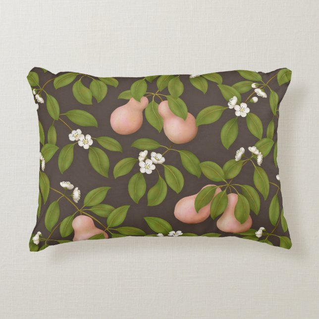 Roze peren (donkerbruin) accent kussen (Voorkant)