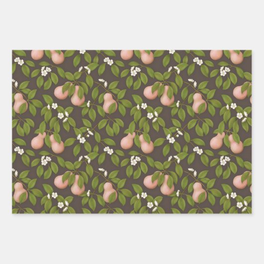 Roze peren (donkerbruin) inpakpapier vel (Voorkant 3)