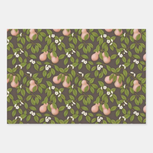 Roze peren (donkerbruin) inpakpapier vel (Voorkant 2)