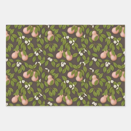 Roze peren (donkerbruin) inpakpapier vel (Voorkant)