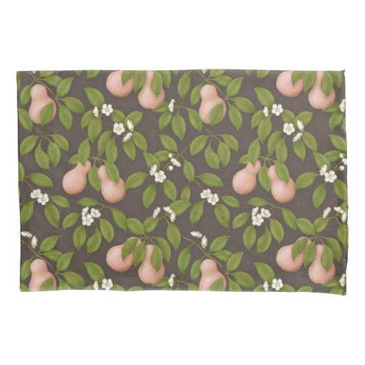 Roze peren (donkerbruin) kussensloop (Voorkant-Links)