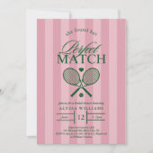 Roze Perfect Match Tennis Bruids Douche Uitnodigin Kaart (Voorkant)