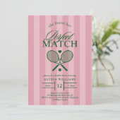Roze Perfect Match Tennis Bruids Douche Uitnodigin Kaart (Staand voorkant)
