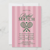 Roze Perfect Match Tennis Bruids Douche Uitnodigin Kaart (Voorkant)
